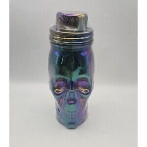 Martini Shaker Skull Rainbow Holographic Mixer Drink Glass Halloween New